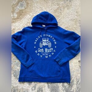 Vintage Men’s Salty Forever Key West Distressed Blue Hoodie Large